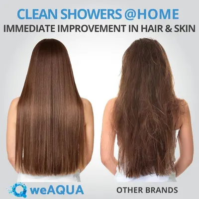 Demonstrates the transformative results of using the weAQUA shower filter, showing smoother, shinier hair and healthier skin compared to other brands. Compares the weAQUA brand's results directly…