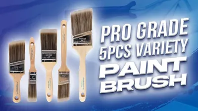Shows the complete set of five professional-grade paint brushes in different sizes that the customer receives with their purchase, helping them understand the variety and value of the bundle.