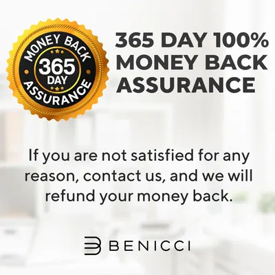 Communicates a risk-free purchase guarantee to build shopper confidence and reduce purchase hesitation by offering a full year to request a refund.
