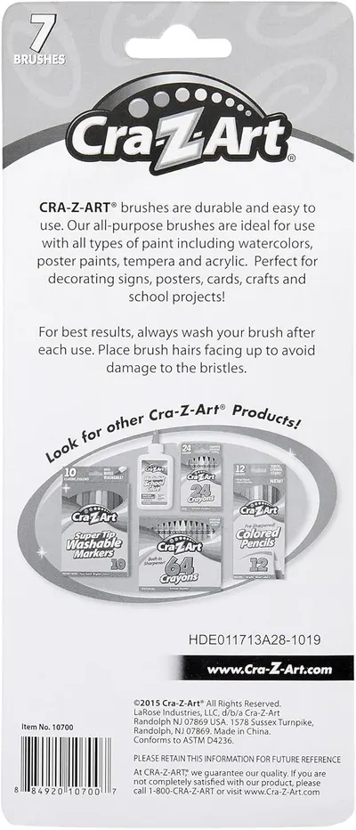 Showcases the Cra-Z-Art brand's product line and promotes cross-selling by displaying related art supplies (markers, crayons, glue, pencils) available from the same brand.