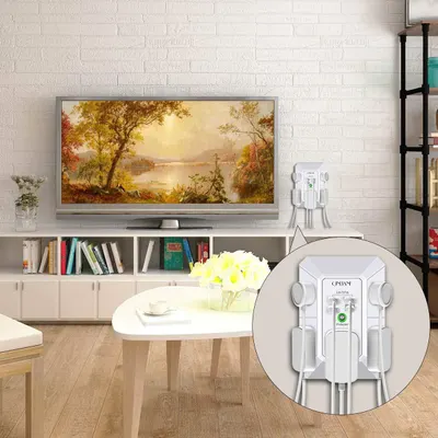 Shows the physical components and mounting structure of the TV wall mount to help shoppers understand how the product is constructed and how it attaches to the TV. Demonstrates the product installed…