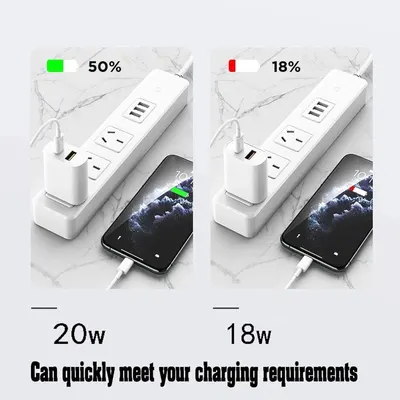 Demonstrates the superior charging speed of the 20w charger compared to an 18w alternative, showing it can charge a phone to 50% versus only 18% in the same time period. Highlights the quantifiable…
