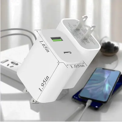 Communicates the physical size of the charger with exact measurements to reassure shoppers that it's compact and portable.