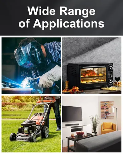 Demonstrates the product's versatility by showing it can be used across multiple different environments and scenarios—from industrial welding to home cooking, lawn care, and entertainment—reassuring…