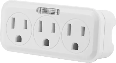 Provides a clear, unobstructed view of the 3-outlet adapter with indicator light on a neutral background for catalog presentation.