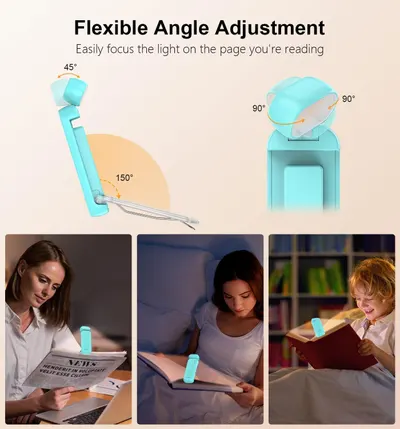 Communicates the product's adjustability with specific angle measurements to show shoppers the precise range of motion and positioning flexibility for optimal reading light. Demonstrates the…