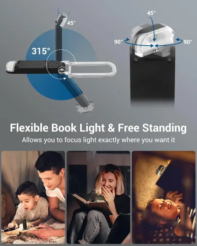 Demonstrates the product's physical flexibility and adjustability features, showing shoppers exactly how the light can be positioned and rotated to direct light where needed. Shows the product being…