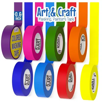 Shows the customer all the colored tape rolls included in the Art & Craft masking tape set, helping them understand the variety and quantity they will receive.