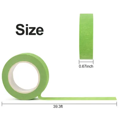 Communicates the exact physical dimensions of the tape roll (0.67 inch width and 39.3 ft length) to help shoppers understand the product size before purchase.