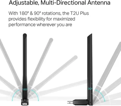 Highlights the antenna's adjustable rotation capability (180° and 90°) to communicate flexibility and optimized performance in any location.