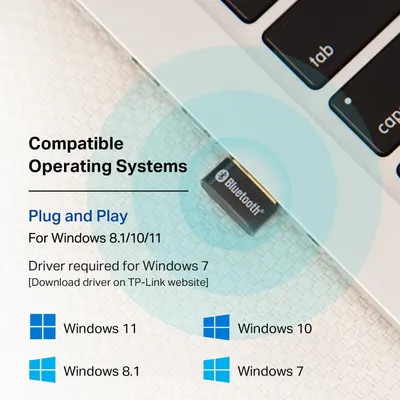 Communicates which Windows operating systems the Bluetooth device is compatible with and reassures shoppers about easy plug-and-play setup for most versions.