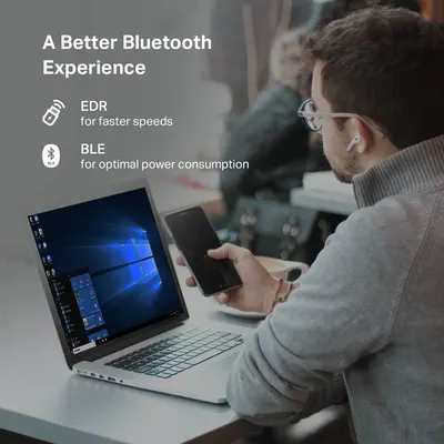 Communicates two distinct Bluetooth technology benefits (EDR and BLE) to reassure shoppers that the product offers both speed and power efficiency.