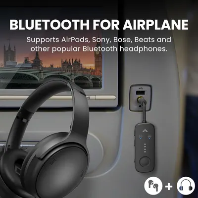 Demonstrates that the Bluetooth adapter enables wireless headphones (AirPods, Sony, Bose, Beats) to work with airplane entertainment systems, solving a common travel connectivity problem. Highlights…