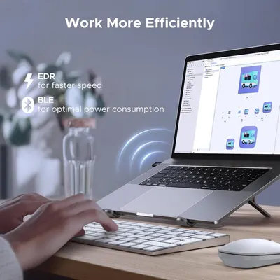 Communicates two distinct technical benefits (EDR and BLE) that enable the product to work more efficiently, reassuring shoppers about speed and power optimization.
