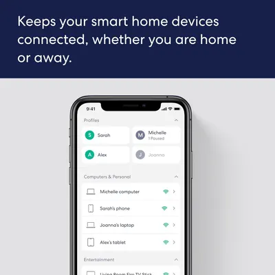 Communicates that the product keeps smart home devices connected and accessible whether the user is at home or away, providing peace of mind and convenience.