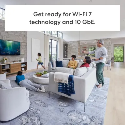 Communicates the product's advanced Wi-Fi 7 technology and 10 GbE speed capability to reassure shoppers they're getting cutting-edge connectivity for their home network.