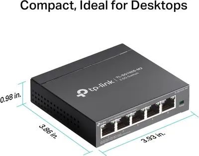 Communicates the product's small physical footprint with exact measurements to reassure shoppers it will fit on their desktop without taking up much space.