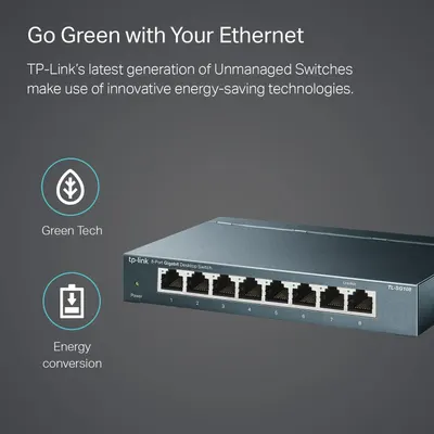 Communicates the product's environmental responsibility and energy efficiency features, reassuring eco-conscious shoppers that the Ethernet switch uses innovative energy-saving technologies.…