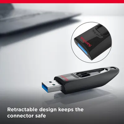 Highlights the retractable USB connector design to reassure shoppers that the product protects the connector from damage and keeps it safe when not in use.