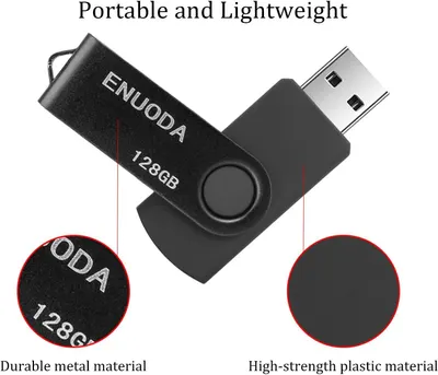 Highlights the physical construction and materials of the USB flash drive, emphasizing durability and quality to reassure shoppers about the product's build. Communicates multiple selling benefits…