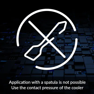 Instructs the user on the correct application method for the product, specifically that it should be applied using contact pressure from the cooler itself rather than with a spatula. Communicates…