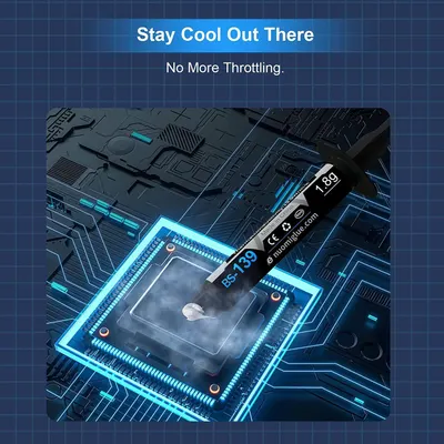 Communicates that the product prevents overheating and throttling, keeping the device cool during operation to reassure shoppers about reliable performance.