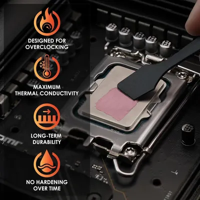 Communicates multiple key benefits of the thermal paste product, including its suitability for overclocking, superior heat transfer, durability, and stability over time to reassure PC builders and…