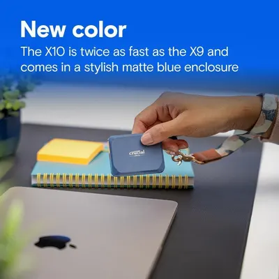Communicates that the X10 model is twice as fast as the competing X9 model while highlighting the new stylish matte blue color option to differentiate and position superiority. Showcases the…