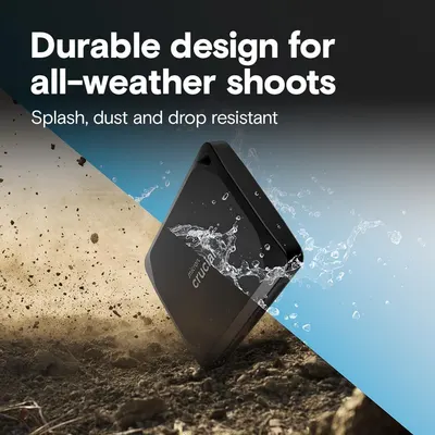 Communicates that the product is built to withstand harsh outdoor conditions including water, dust, and drops, reassuring shoppers of its rugged durability for all-weather use.