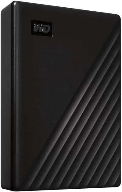 Provides a clean, catalog-style view of the external hard drive to show its physical appearance and design without distractions.