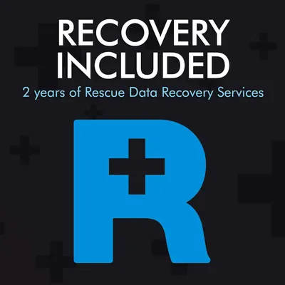 Communicates that the product includes 2 years of Rescue Data Recovery Services as a value-added benefit, reassuring shoppers about data protection and support.