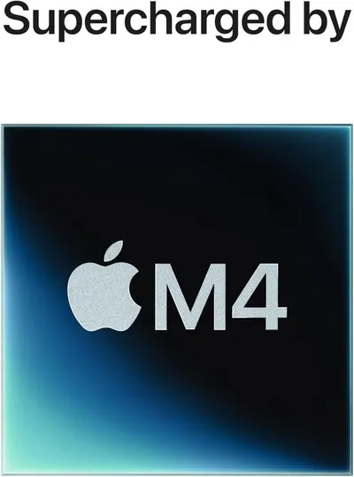 Highlights that the product is powered by Apple's M4 chip, emphasizing superior performance and processing power to reassure shoppers of the device's speed and capability.