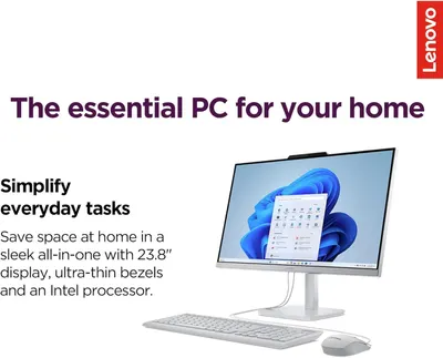 Communicates that this Lenovo all-in-one PC is an essential, space-saving solution for home use that simplifies daily computing tasks.
