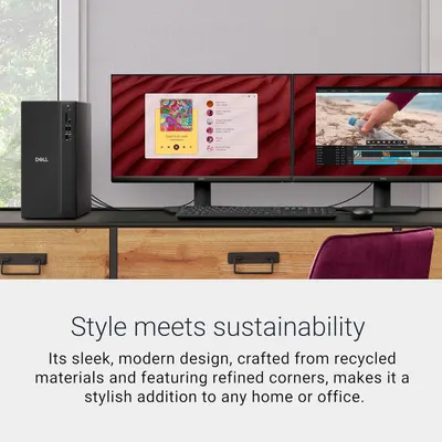 Communicates the product's environmental responsibility by highlighting its sleek, modern design crafted from recycled materials, reassuring eco-conscious shoppers. Showcases the product's elegant…