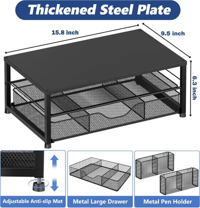 Communicates the exact physical dimensions of the product (15.8 x 9.5 x 6.3 inches) to help shoppers understand the size and fit for their space. Highlights multiple distinct product features and…