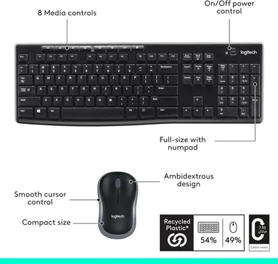 This image breaks down the physical features and components of the keyboard and mouse combo, highlighting key functional areas and design elements to help shoppers understand what the product…