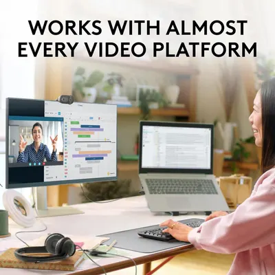 Reassures shoppers that the webcam is compatible with almost every video conferencing platform, removing any concerns about software limitations. Communicates the key benefit of broad compatibility…