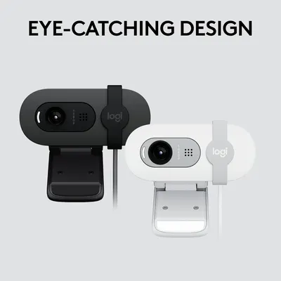 Showcases the brand's product lineup by displaying two color options (black and white) of the same webcam model, helping shoppers choose their preferred variant.