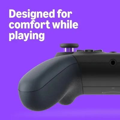 Highlights the ergonomic design and comfortable grip of the gaming controller to reassure shoppers that it's designed for extended gaming sessions.