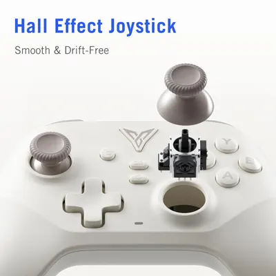 Highlights the Hall Effect joystick technology to reassure gamers that the controller provides smooth, drift-free precision for enhanced gaming performance.