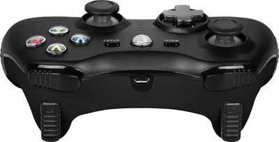 Provides a clear, unobstructed view of the gaming controller's design, buttons, and physical features on a neutral background for catalog presentation.