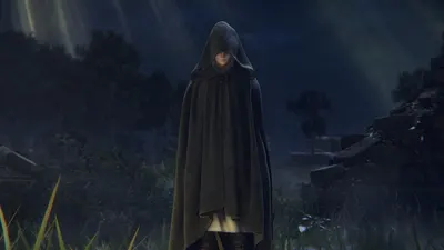Creates an immersive, atmospheric mood to showcase the product (likely a cloak or costume) in a dramatic real-world gaming or fantasy context without any text distractions.