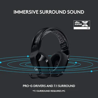 Highlights the headset's immersive surround sound technology and audio quality to appeal to gamers seeking premium audio performance.