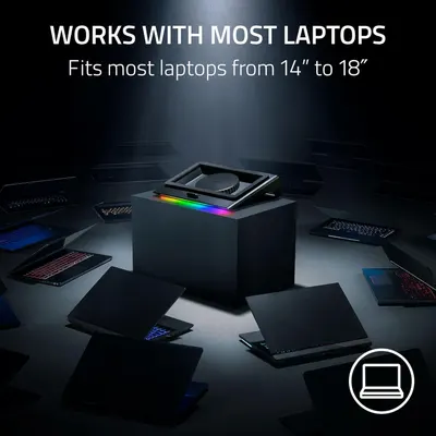 Demonstrates that the product (laptop cooling stand or accessory) is compatible with a wide range of laptop sizes from 14 to 18 inches, reassuring shoppers about universal fit.