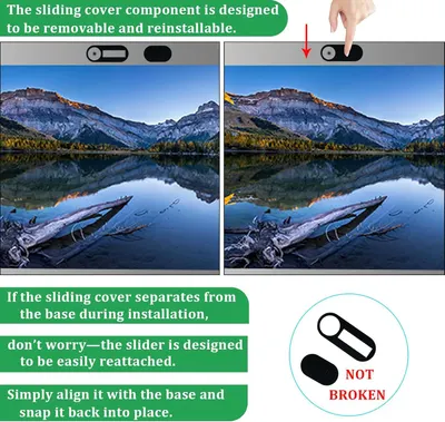 Instructs the shopper on how to remove and reinstall the sliding cover component, reassuring them that if it separates during installation, it can be easily reattached.
