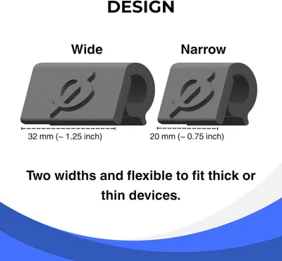Communicates that the product comes in two width sizes (32mm and 20mm) to accommodate different device thicknesses, reassuring shoppers about compatibility and fit.