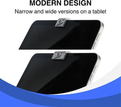 Showcases the brand's product lineup by displaying two size options (narrow and wide versions) available for the tablet accessory, helping shoppers choose the right fit for their device.