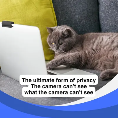 Communicates that the product provides camera privacy by blocking the camera's view, reassuring shoppers concerned about digital security and unwanted surveillance.