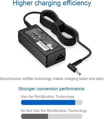 Communicates that the charger uses advanced rectifier technology to deliver faster and safer charging with stronger conversion performance, reassuring shoppers of superior efficiency.