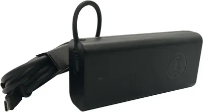 Provides a clean, catalog-style view of the Dell power adapter on a white background to show the product clearly without distractions.